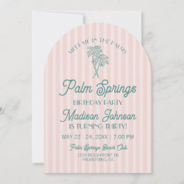 Invitación Fiesta de cumpleaños de Pink Palm Springs Pastel B