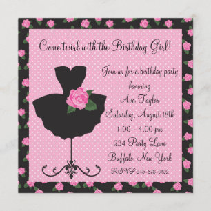 Invitación Fiesta de cumpleaños de Pink Rose Ballerina