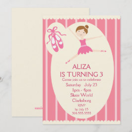 Invitación Fiesta de cumpleaños de Pink Tutu Ballerina