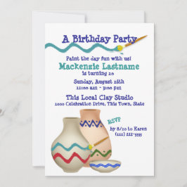 Invitación Fiesta de cumpleaños de pintura cerámica