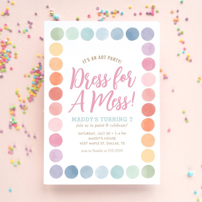 Invitación Fiesta de cumpleaños de pintura de arte arcoiris (Subido por el creador)