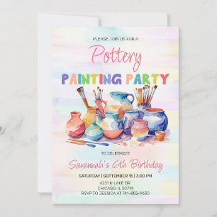 Invitación Fiesta de Cumpleaños de Pintura de Cerámica