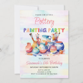 Invitación Fiesta de cumpleaños de pintura de cerámica