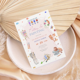 Invitación Fiesta de cumpleaños de pintura en cerámica para c