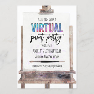 Invitación Fiesta de cumpleaños de pintura virtual en caballe
