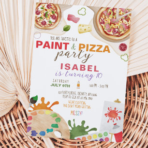 Invitación Fiesta de Cumpleaños de Pintura y Pizza
