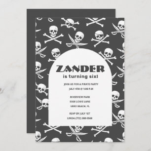 Invitación Fiesta de cumpleaños de Pirate Skull Boys