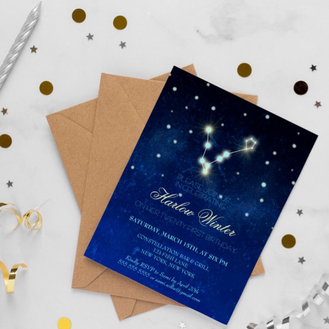 Invitación Fiesta de cumpleaños de Pisces Constellation (Subido por el creador)