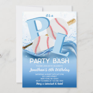 Invitación Fiesta de Cumpleaños de Piscina de Béisbol