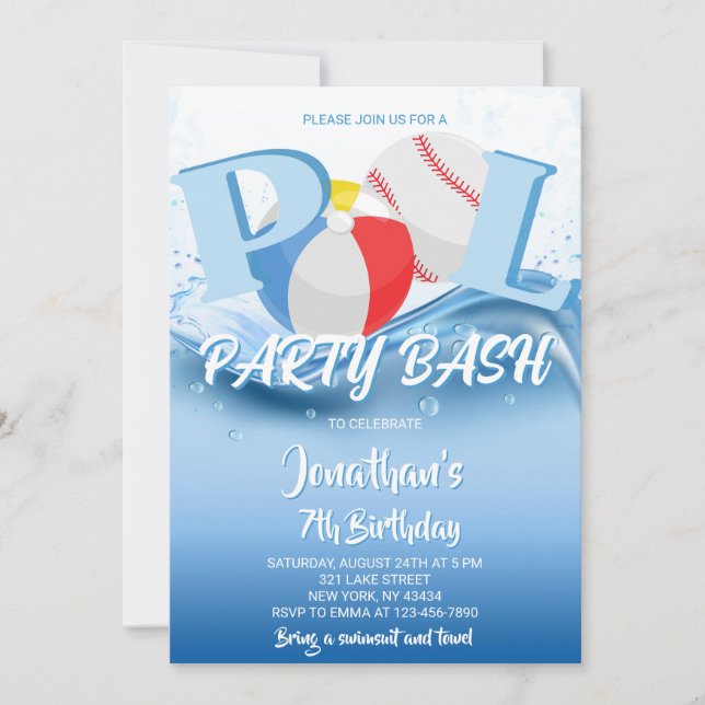 Invitación Fiesta de Cumpleaños de Piscina de Pelotas de Play (Anverso)
