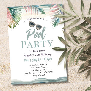 Invitación Fiesta de Cumpleaños de Piscina de Verano Tropical