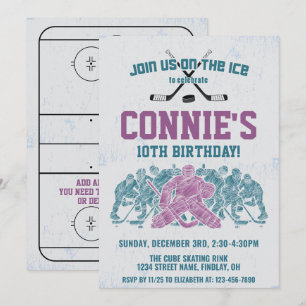 Invitación Fiesta de cumpleaños de pista de hockey sobre hiel