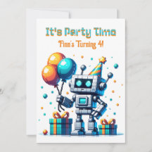 Fiesta de cumpleaños de Pixel Art Robot Boy