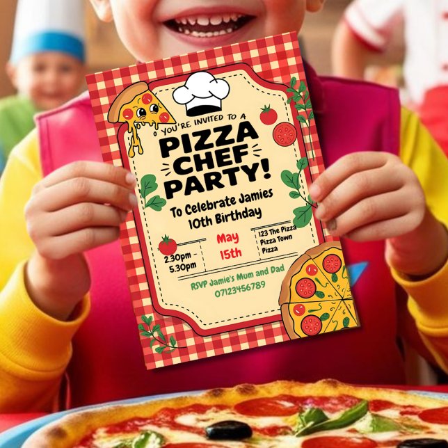 Invitación Fiesta de cumpleaños de Pizza Chef (Subido por el creador)