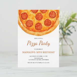 Invitación Fiesta de cumpleaños de pizza para adultos minimal