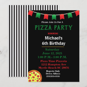 Invitación Fiesta de Cumpleaños de Pizza para Niños