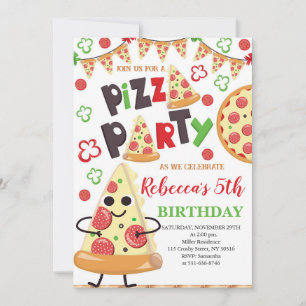 Invitación Fiesta de cumpleaños de Pizza, rebanada de cumplea