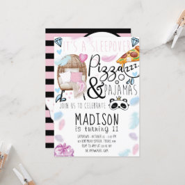 Invitación Fiesta de cumpleaños de Pizza y Pajamas