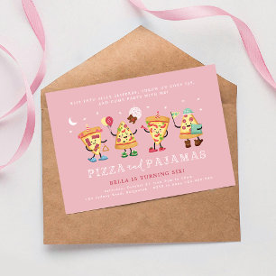 Invitación Fiesta de Cumpleaños de Pizza y Pijamas Noche de S
