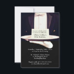 Invitación Fiesta de cumpleaños de Plata Butler Real (NT)<br><div class="desc">Sorprenda a sus huéspedes con esta deliciosa carta de invitación a la fiesta,  en la que aparece un mayordomo vestido con un traje elegante que sirve la invitación en bandeja de plata. La carta también incluye una corona con emblema dorado que añade un toque real especial.</div>
