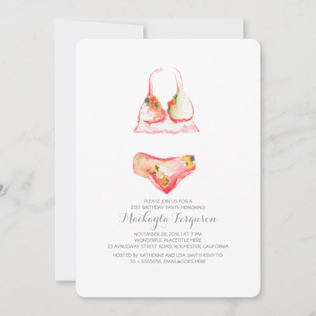 Invitación Fiesta de cumpleaños de playa/piscina (Anverso)