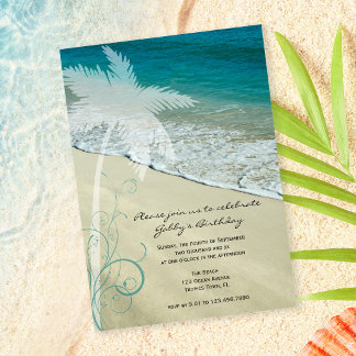 Invitación Fiesta de cumpleaños de playa tropical