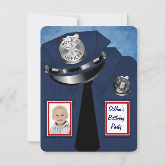 Invitación Fiesta de cumpleaños de policía (Anverso)