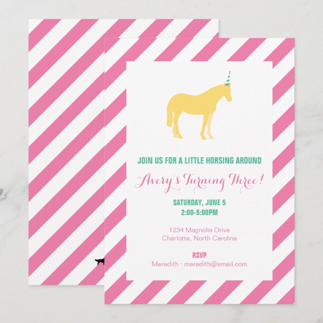 Invitación Fiesta de cumpleaños de Pony (Anverso / Reverso)