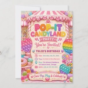 Invitación Fiesta de cumpleaños de Pop-It Candyland