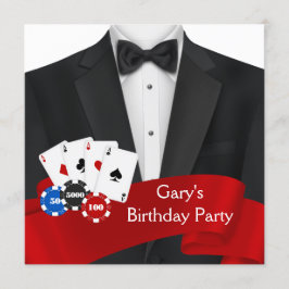 Invitación Fiesta de cumpleaños de póquer de Mans