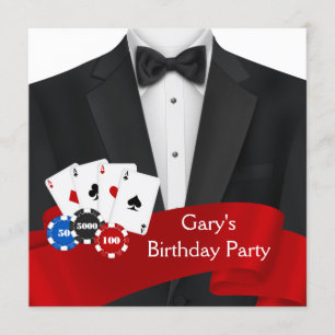 Invitación Fiesta de cumpleaños de póquer de Mans