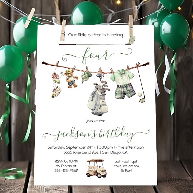 Invitación Fiesta de cumpleaños de Preppy Golf Boy (Subido por el creador)