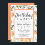 Invitación Fiesta de cumpleaños de primavera veraniega de la<br><div class="desc">Colección coincidente de invitación a fiesta de cumpleaños de primavera de verano de Peach Gray tropical en la tienda Nest y Nest.</div>