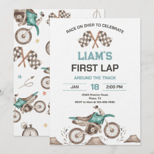 Invitación Fiesta de cumpleaños de primera vuelta en moto de 