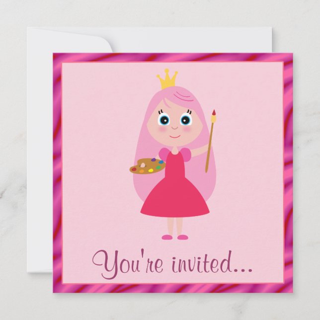 Invitación Fiesta de cumpleaños de Princesa Artes y Artesanía (Anverso)