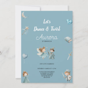 INVITACIÓN FIESTA DE CUMPLEAÑOS DE PRINCESA AZUL SENCILLA Y B