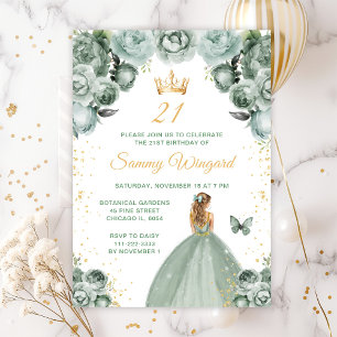 Invitación Fiesta de Cumpleaños de Princesa con Cabello Rubio