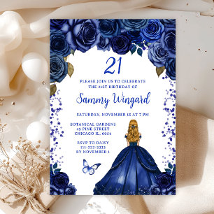 Invitación Fiesta de Cumpleaños de Princesa con Cabello Rubio