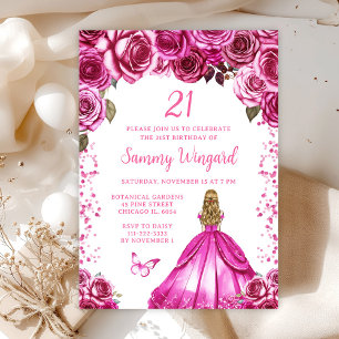 Invitación Fiesta de Cumpleaños de Princesa con Cabello Rubio