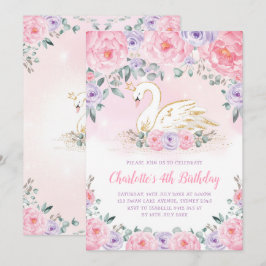Invitación Fiesta de cumpleaños de Princesa de Cisne de Oro P