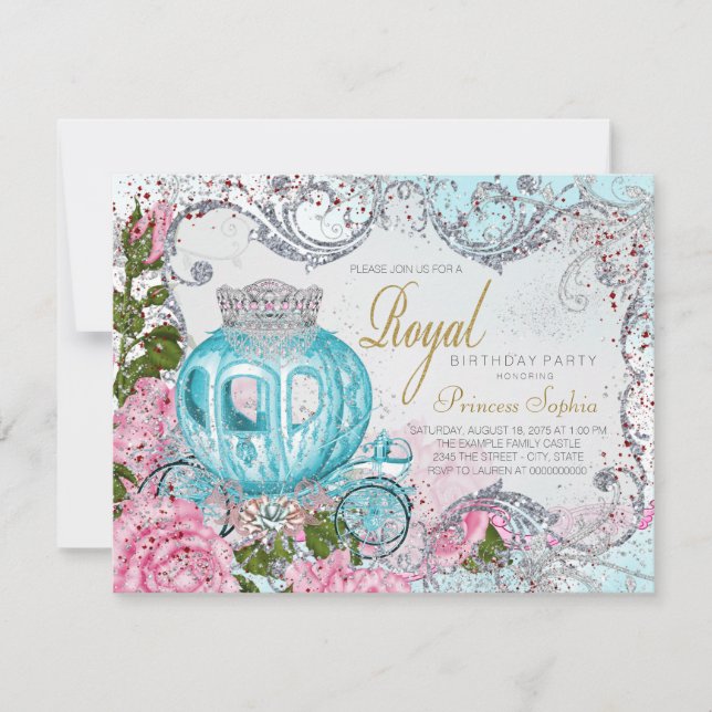 Invitación Fiesta de cumpleaños de princesa de cuento de hada (Anverso)
