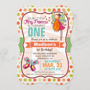 Invitación Fiesta de cumpleaños de Princesa de Hadas y Maripo