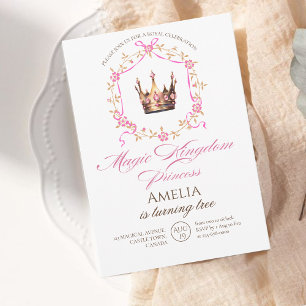 Invitación Fiesta de cumpleaños de princesa elegante y de cue