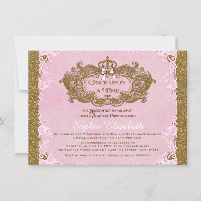 Invitación Fiesta de Cumpleaños de Princesa Érase una Vez (Anverso)