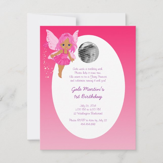 Invitación Fiesta de cumpleaños de princesa Girl's de hadas (Anverso)