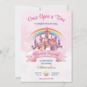 Invitación Fiesta de Cumpleaños de Princesa Ilustrativa Color