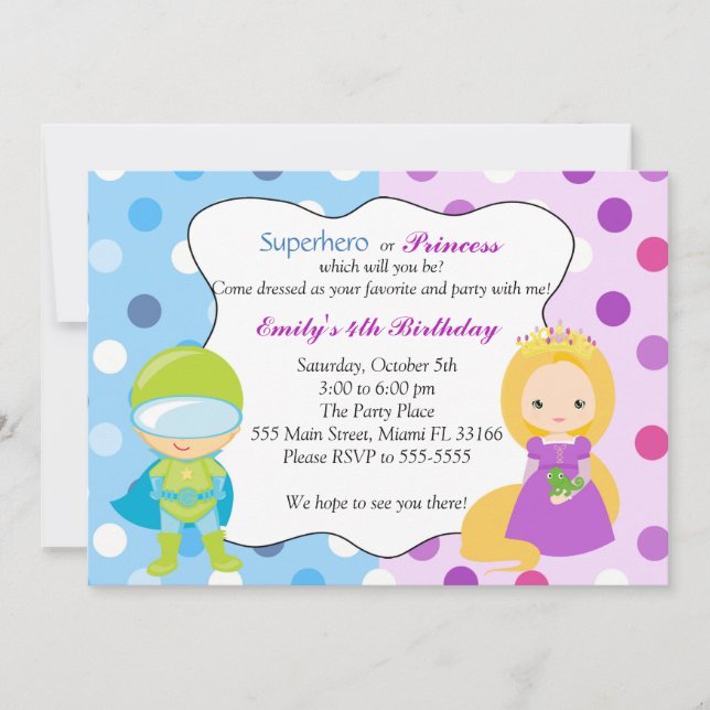 Invitación Fiesta de cumpleaños de princesa Invitation Kids (Anverso)