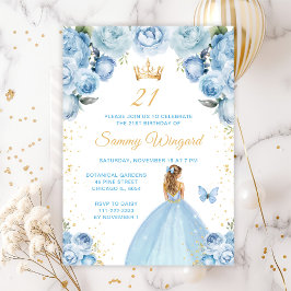 Invitación fiesta de cumpleaños de Princesas de cabello azul 