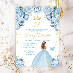Invitación Fiesta de cumpleaños de Princesas de cabello azul 