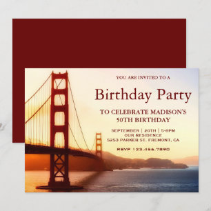 Invitación Fiesta de cumpleaños de puente Golden Gate